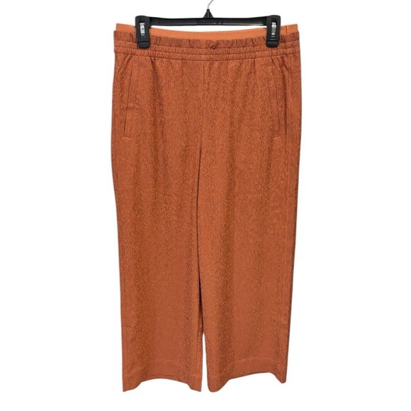 ATHELTA Echo Wide Crop Pant Women Size 8 Orange/Rust Athleisure Pull On - Picture 1 of 5